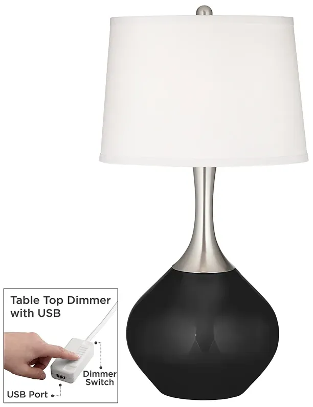 Tricorn Black Spencer Table Lamp with Dimmer