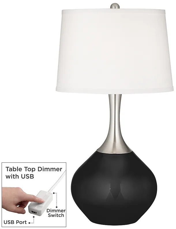 Tricorn Black Spencer Table Lamp with Dimmer