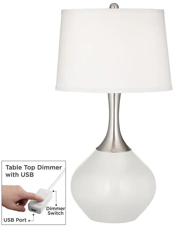 Winter White Spencer Table Lamp with Dimmer