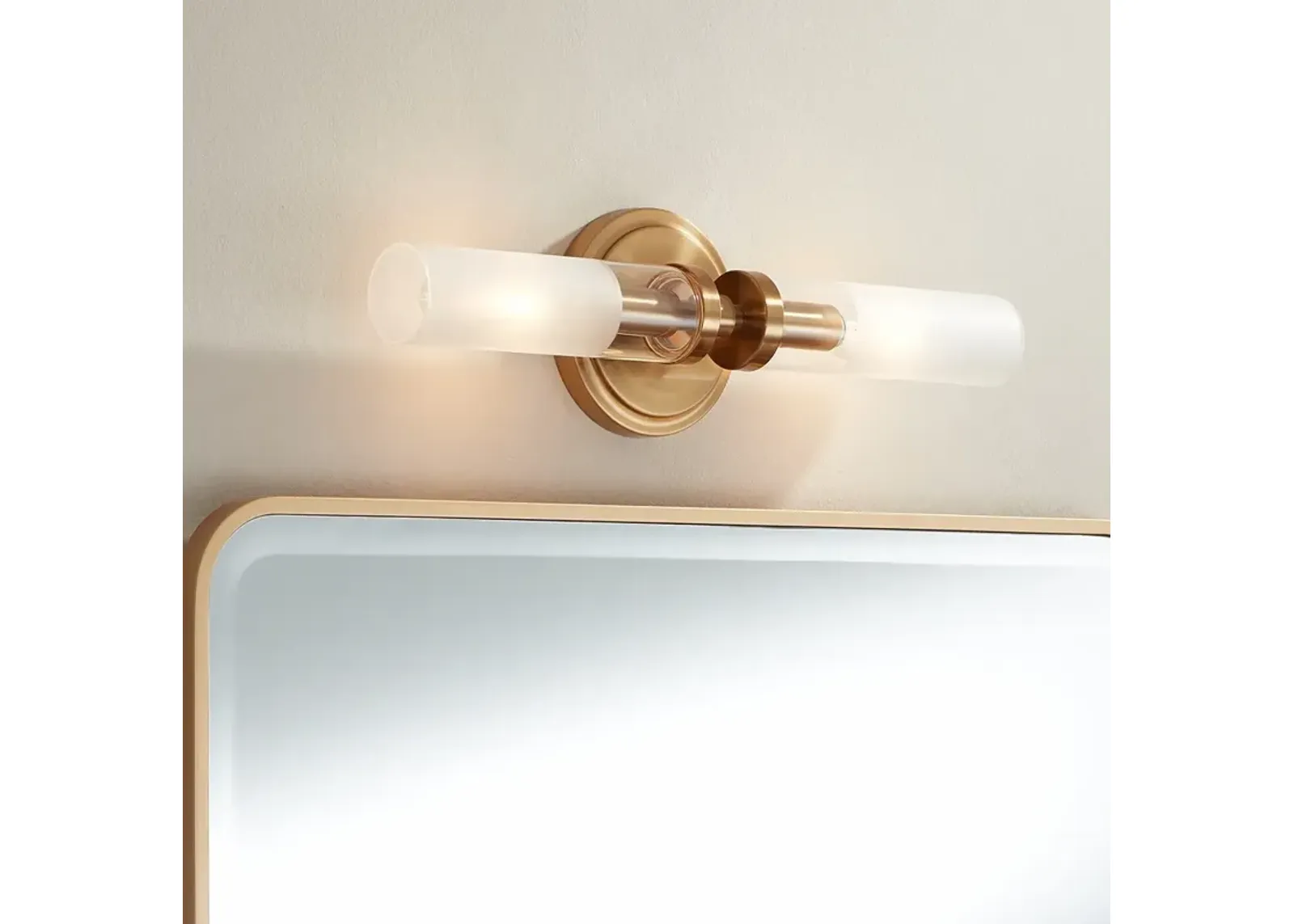 Possini Euro Ingrid 16 1/4" Wide Warm Brass 2-Light Bath Light