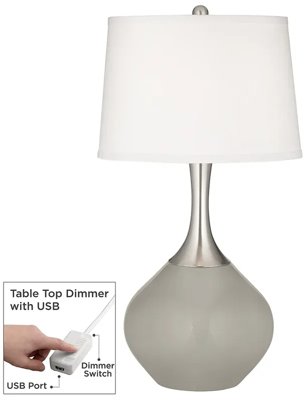 Requisite Gray Spencer Table Lamp with Dimmer