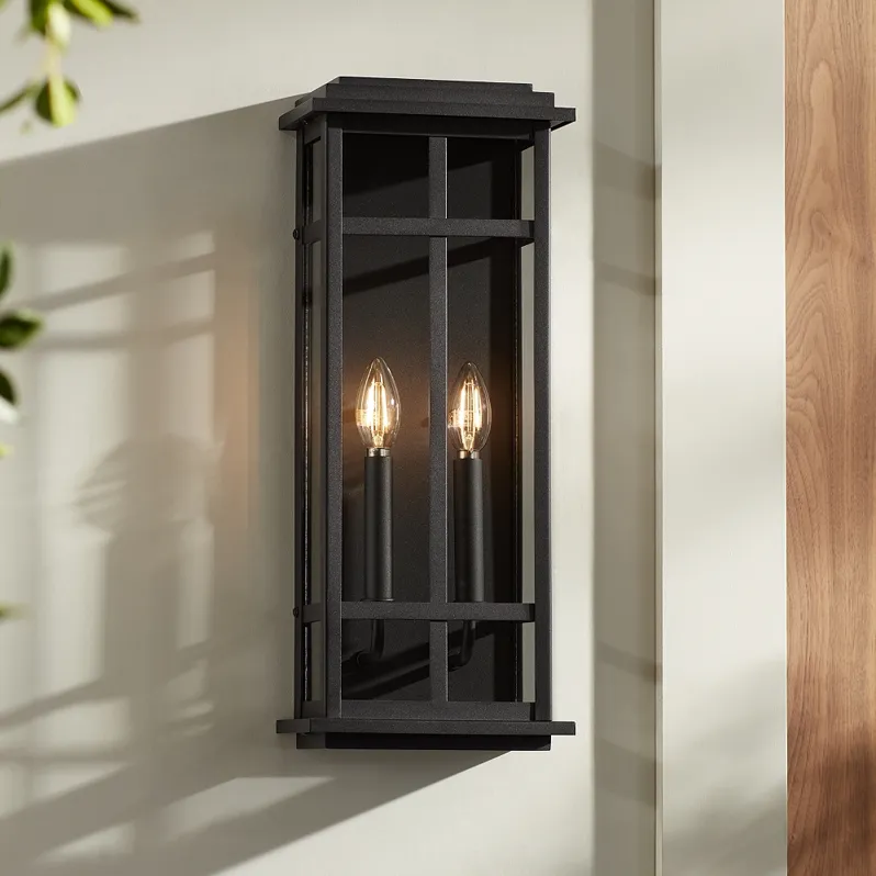 Metrix 20" High Black 2-Light Rectangular Outdoor Wall Light