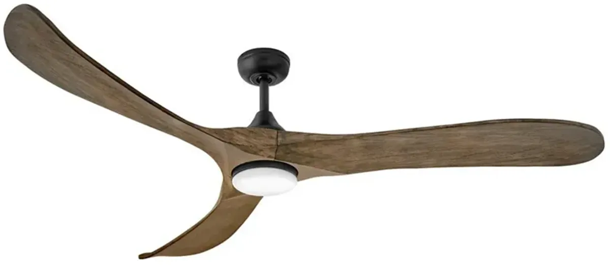 72" Hinkley Swell Matte Black and Driftwood LED Ceiling Fan