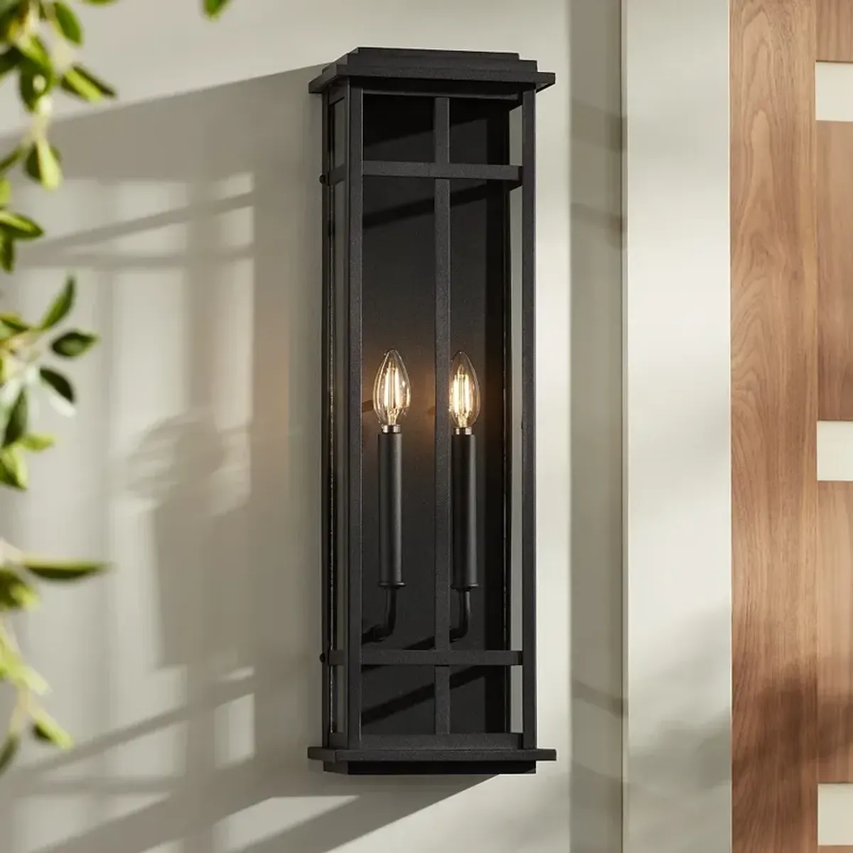 Possini Euro Metrix 26" High Black 2-Light Rectangular Outdoor Light
