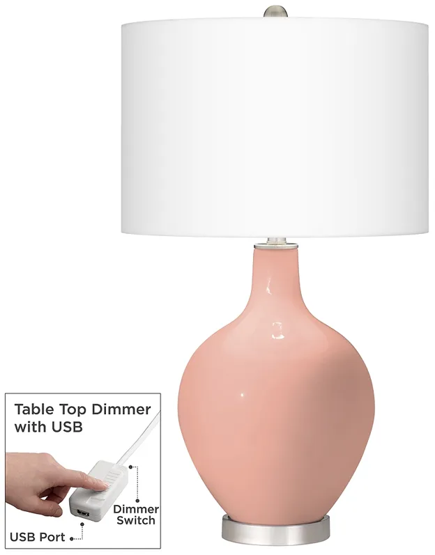 Mellow Coral Ovo Table Lamp With Dimmer