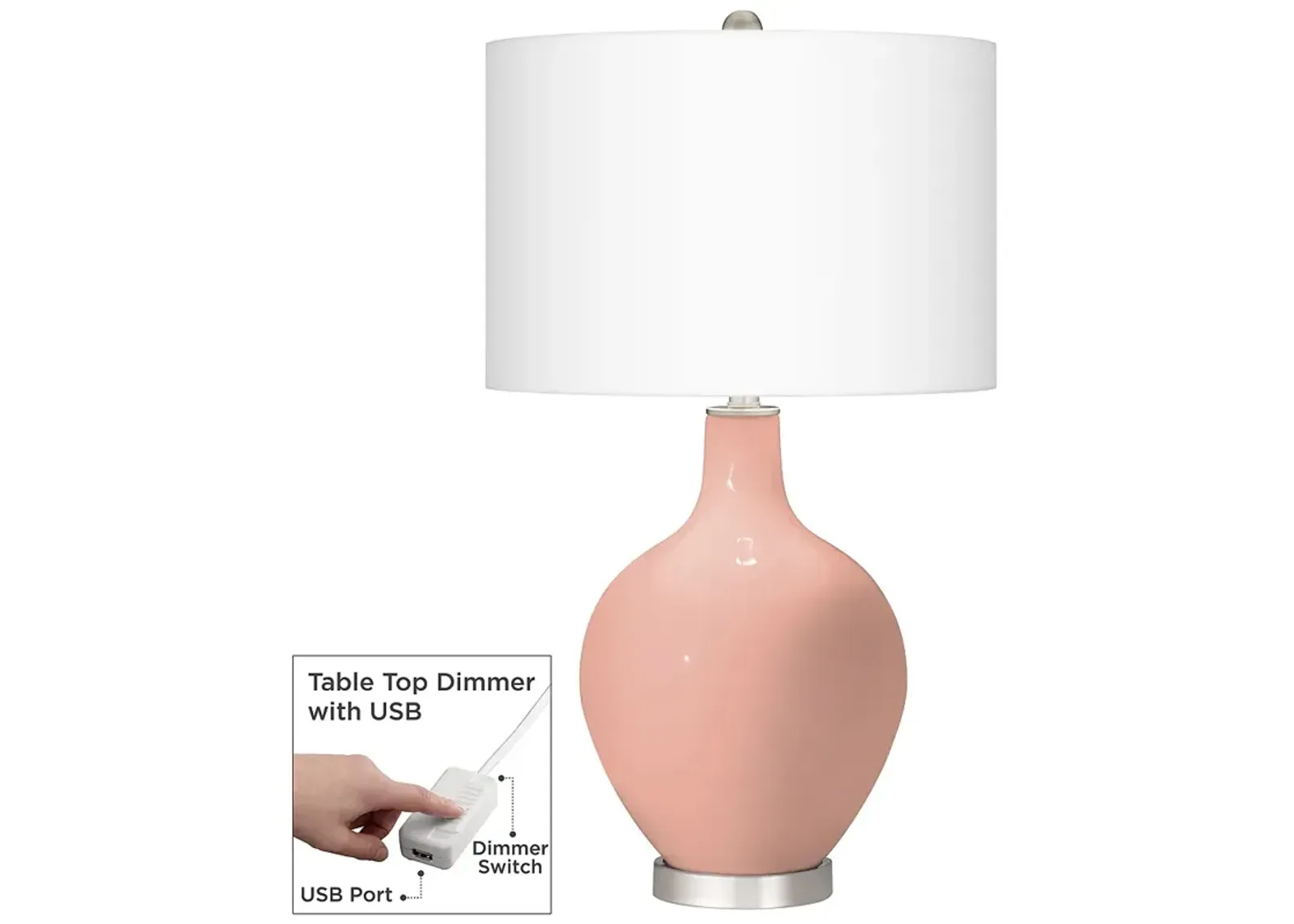 Mellow Coral Ovo Table Lamp With Dimmer