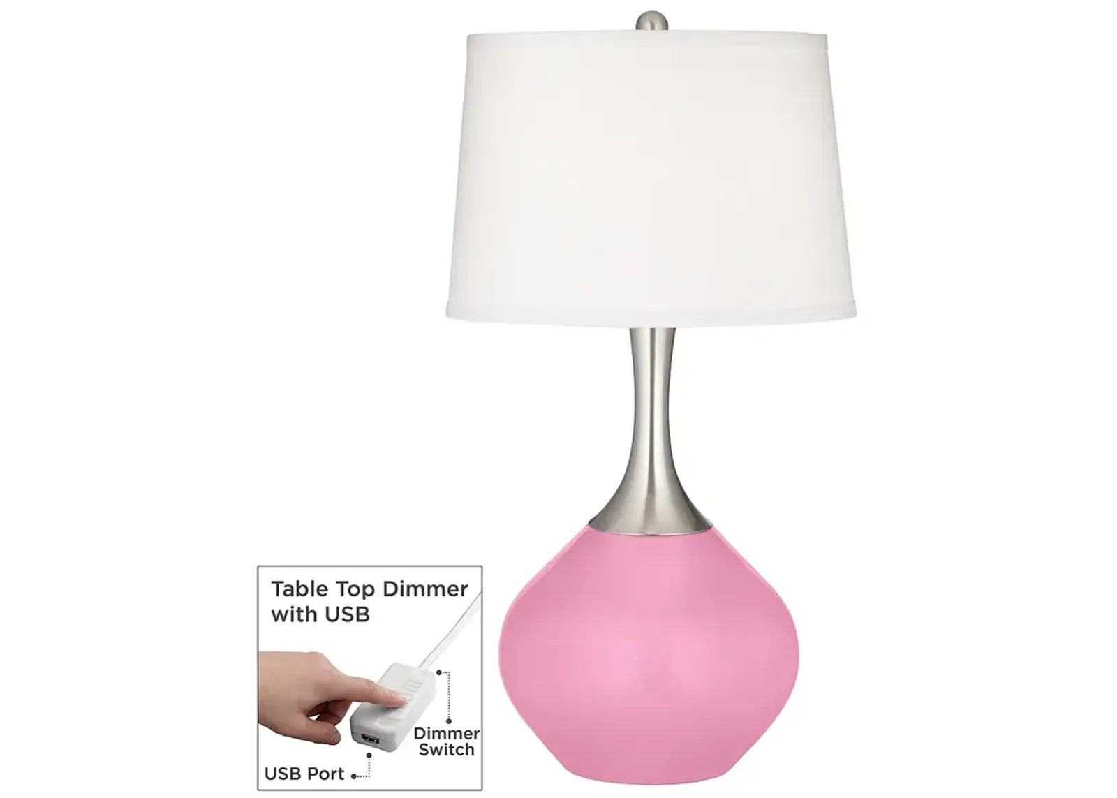 Candy Pink Spencer Table Lamp with Dimmer