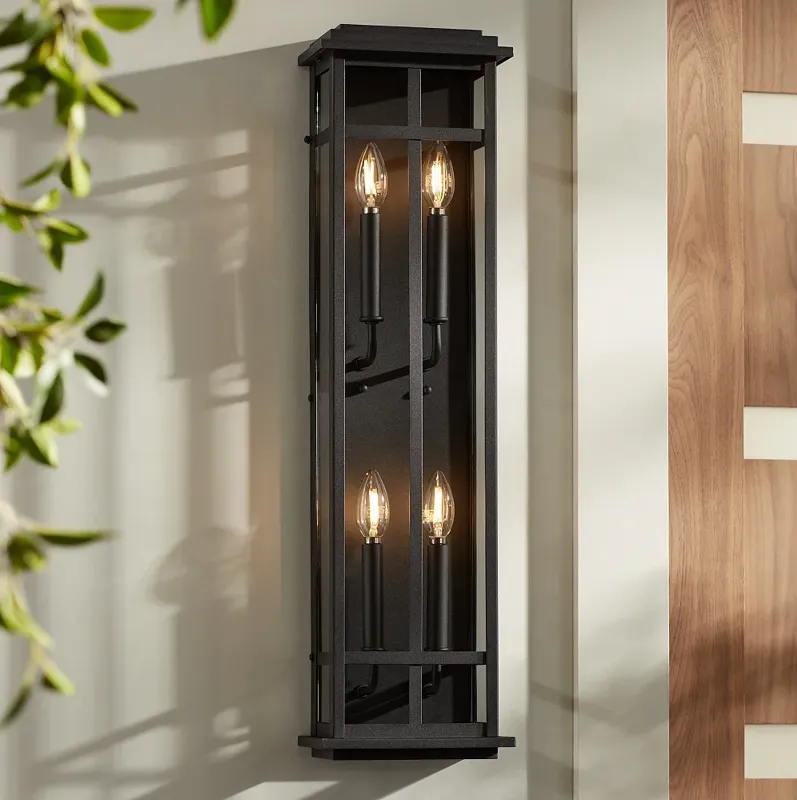 Metrix 30" High Black 4-Light Rectangular Outdoor Wall Light