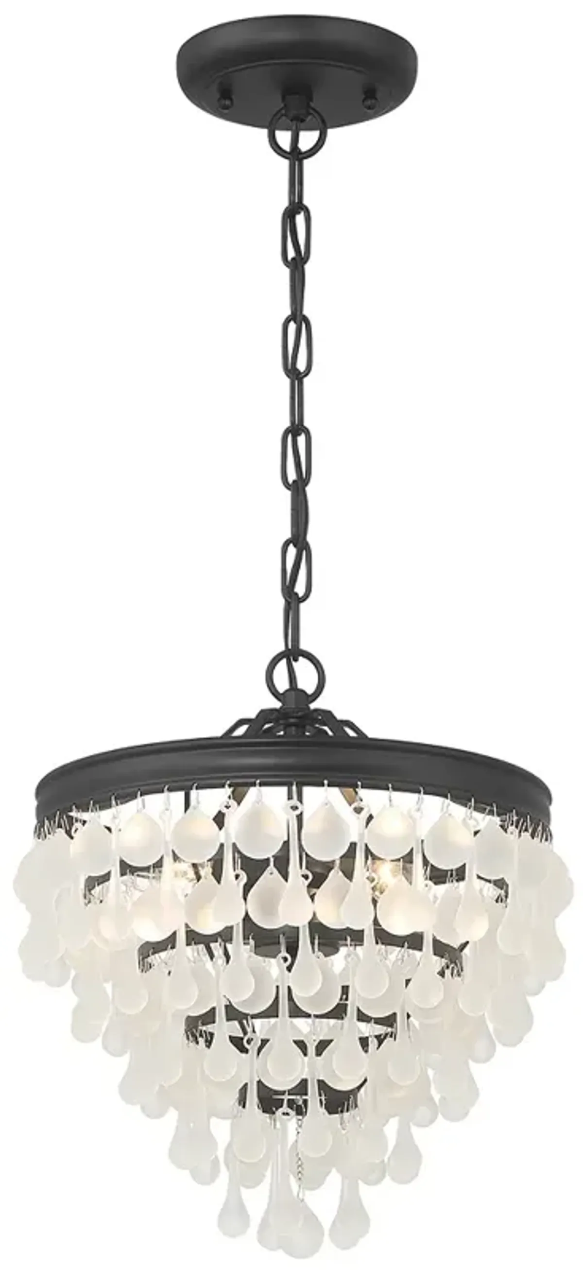 Calypso 3 Light Crystal Teardrop Matte Black Pendant