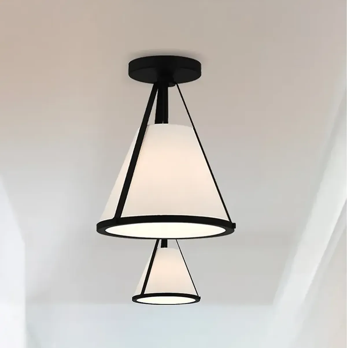 Fulton 1 Light Black Semi Flush Mount