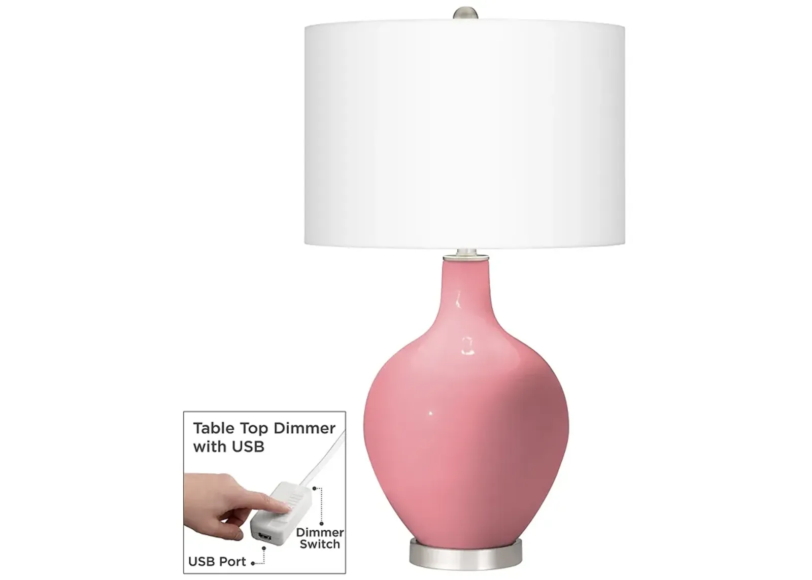 Color Plus Ovo 28 1/2" High Haute Pink Table Lamp with USB Dimmer