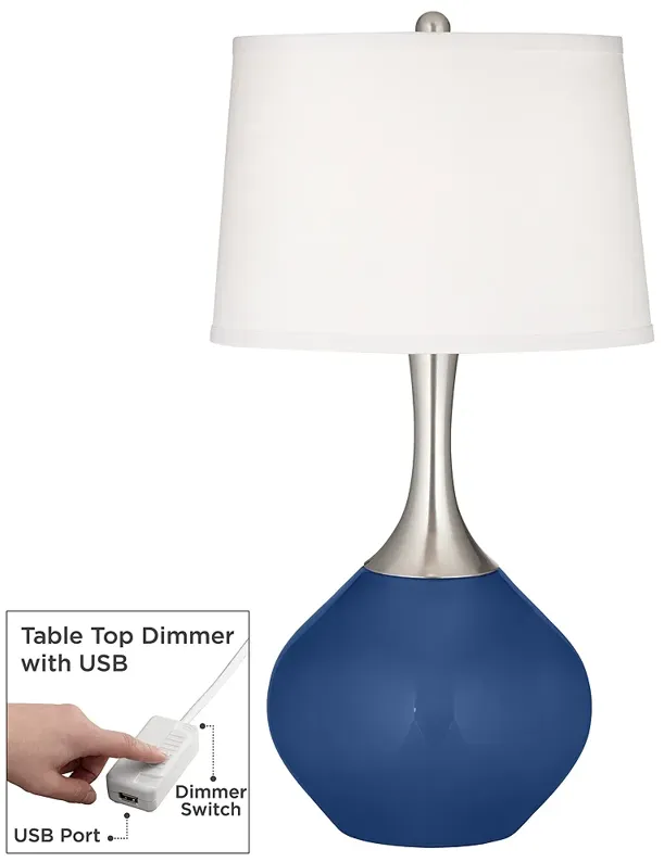 Monaco Blue Spencer Table Lamp with Dimmer