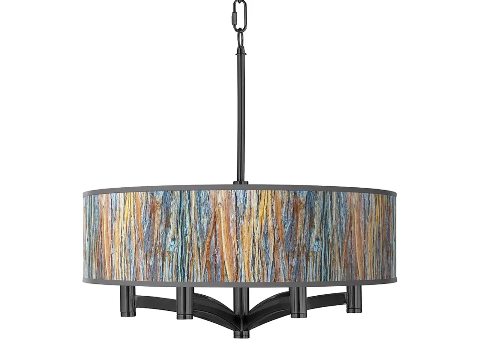 Giclee Glow Ava 20" Striking Bark 6-Light Black Pendant Chandelier