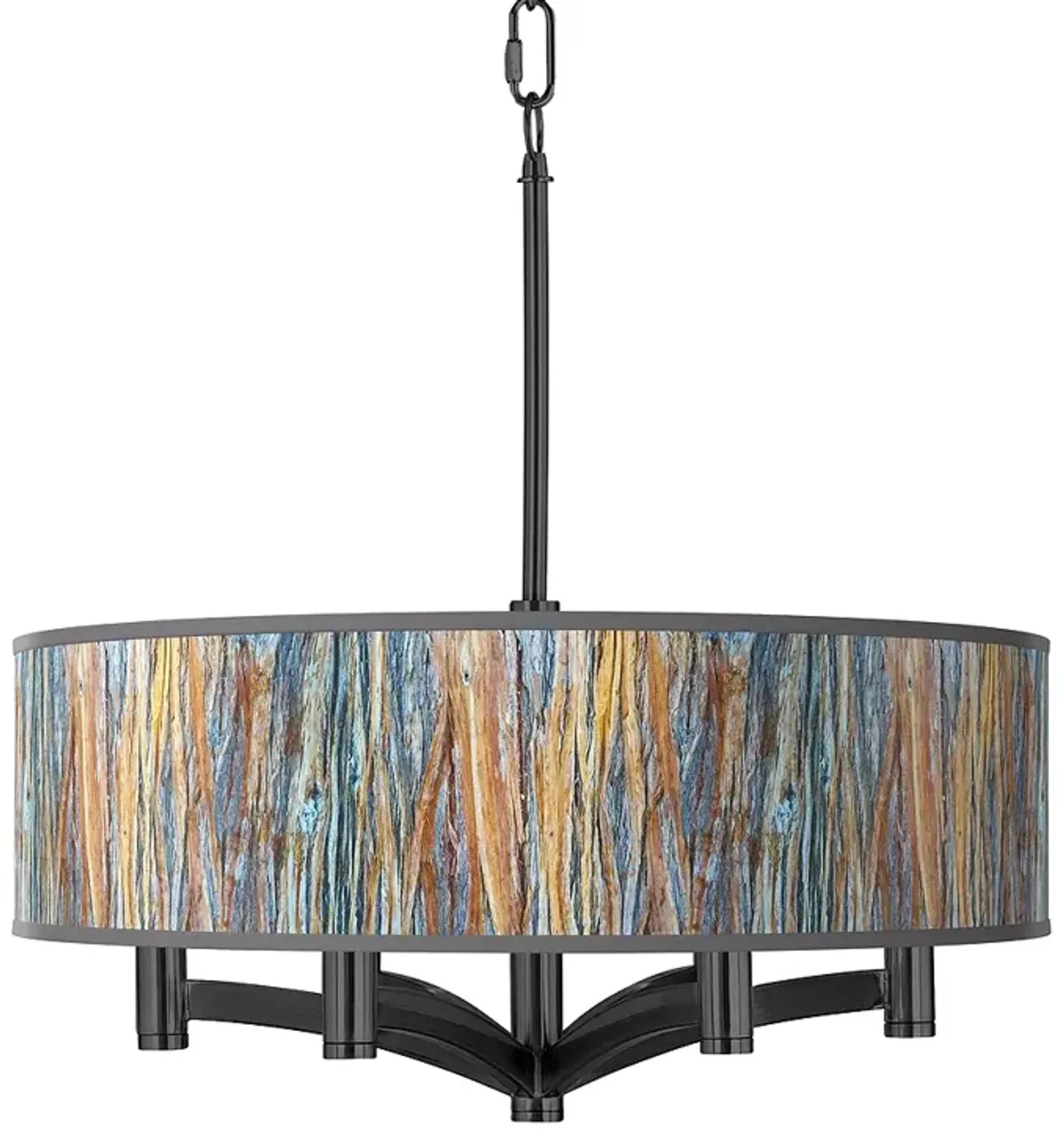 Giclee Glow Ava 20" Striking Bark 6-Light Black Pendant Chandelier