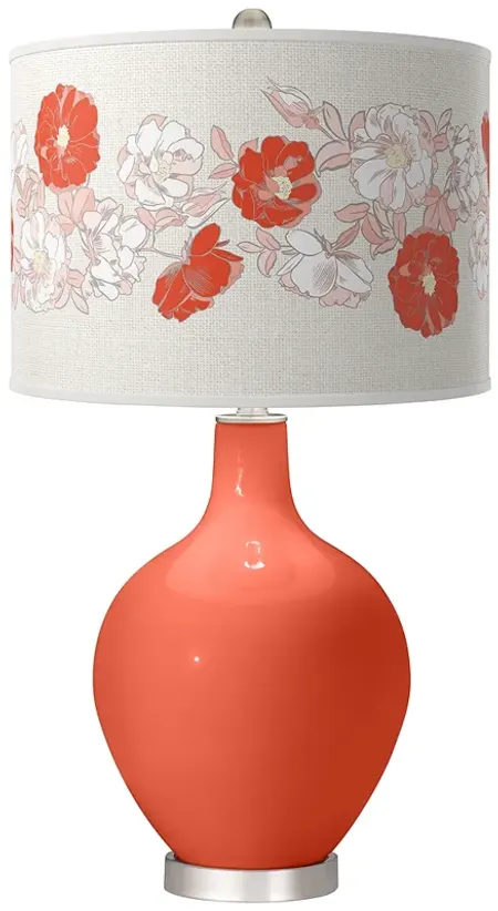 Daring Orange Rose Bouquet Ovo Table Lamp