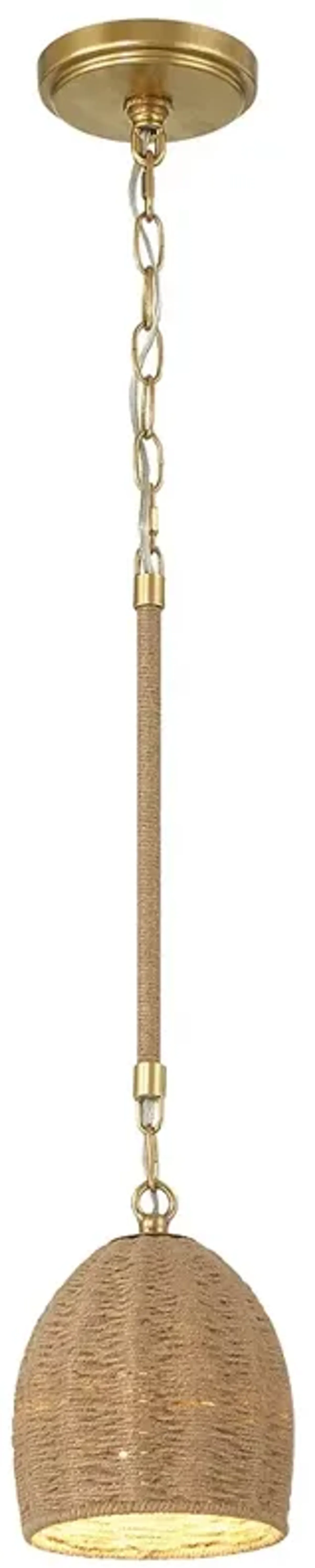 Crystorama Jace 6" Wide Soft Gold Jute Dome Shade LED Mini Pendant