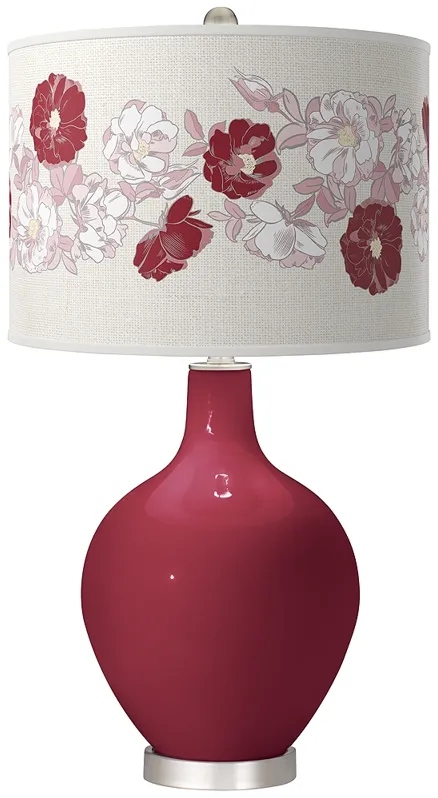 Antique Red Rose Bouquet Ovo Table Lamp