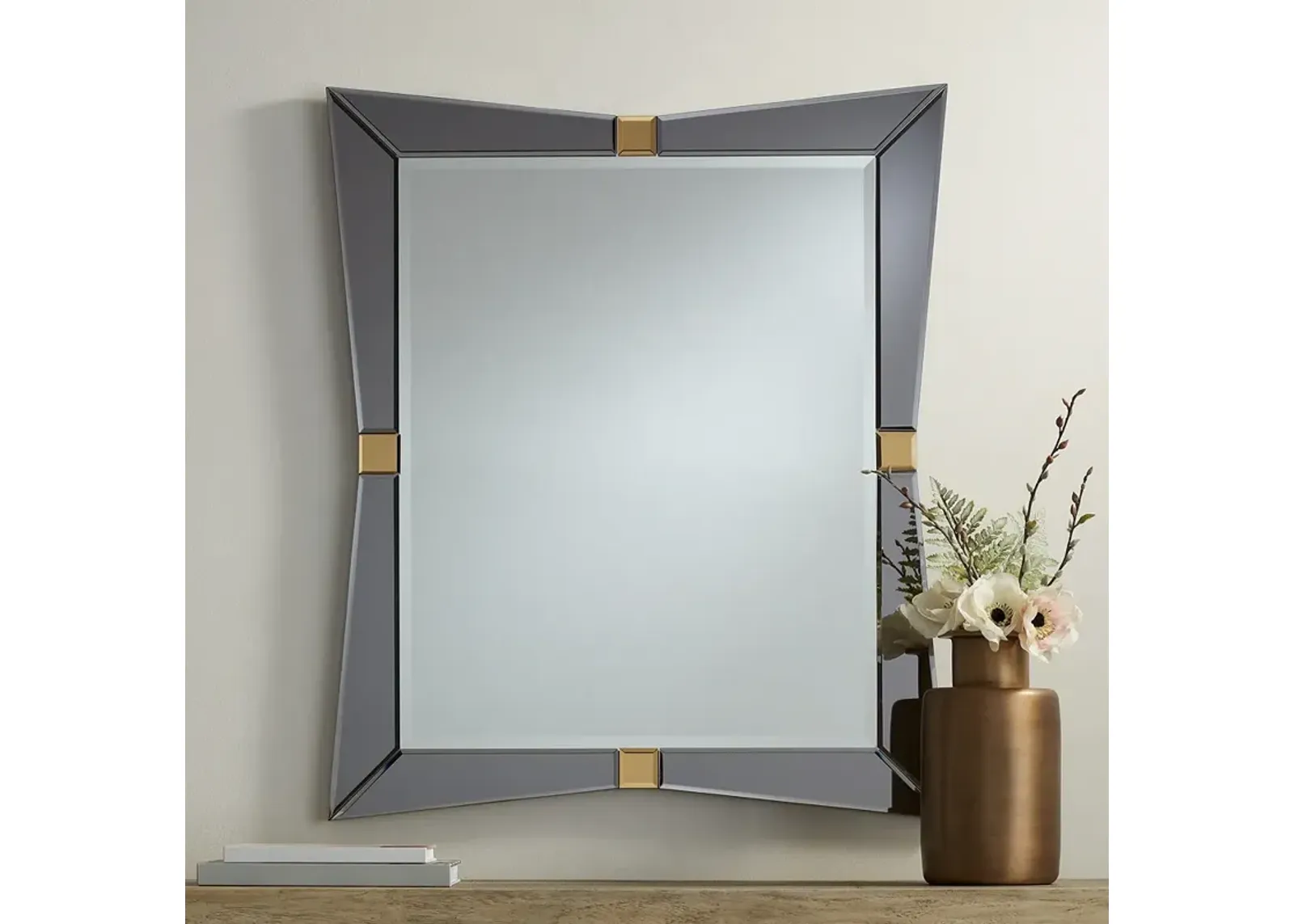 Serephine Gray Mirrored 30"x36" Rectangular Wall Mirror