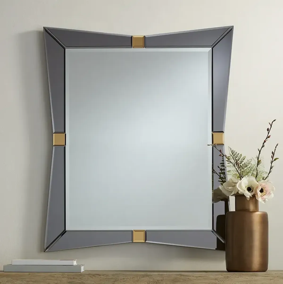 Serephine Gray Mirrored 30"x36" Rectangular Wall Mirror