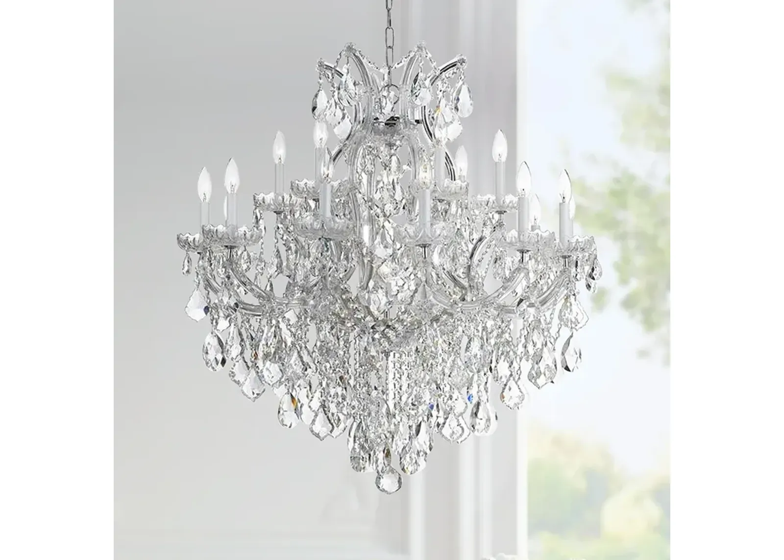 Crystorama Maria Theresa 35"W Chrome 19-Light Crystal Chandelier