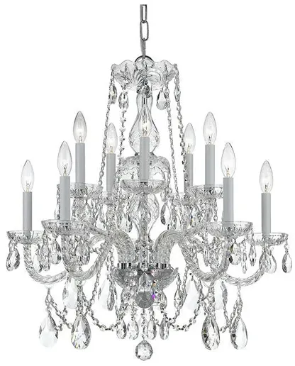 Traditional Crystal 26"W Polished Chrome 10-Light Chandelier