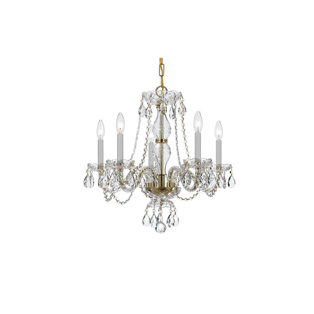 Crystorama Traditional Crystal 21" Wide Brass Frame 5-Light Chandelier