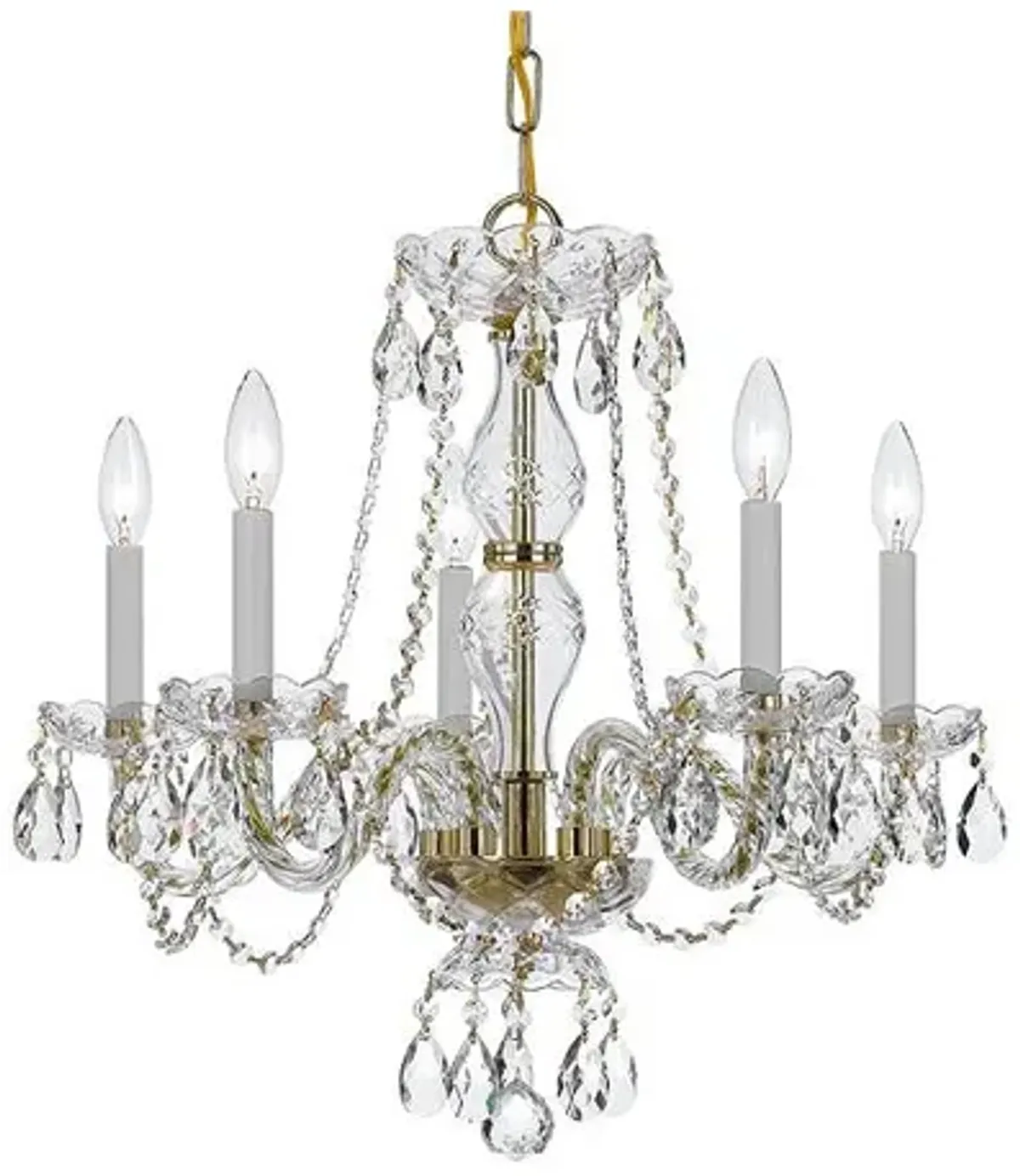 Crystorama Traditional Crystal 21" Wide Brass Frame 5-Light Chandelier