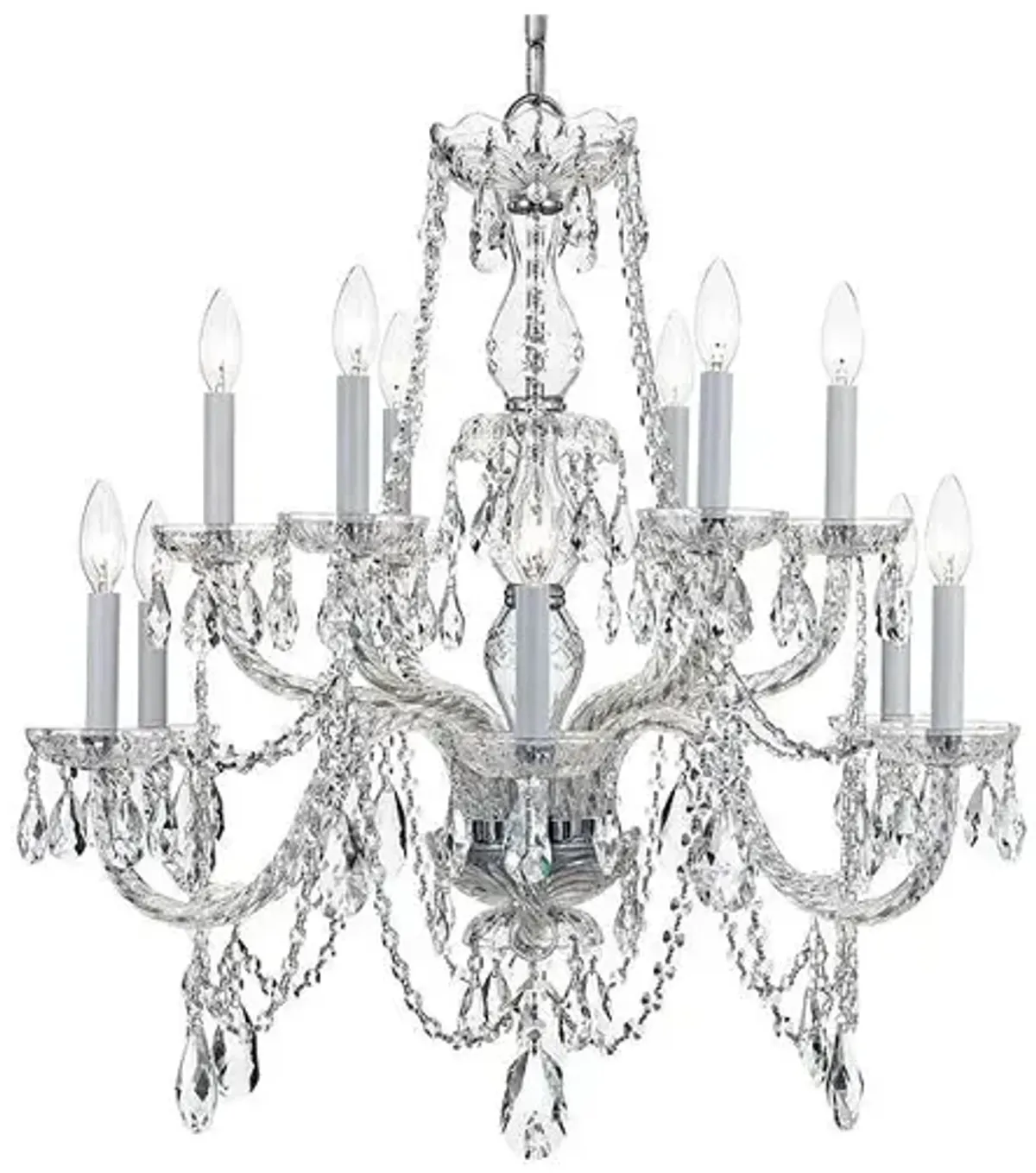 Traditional Crystal 31"W Polished Chrome 12-Light Chandelier