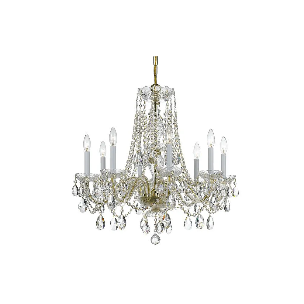 Crystorama 26" Wide Brass 8-Light Traditional Crystal Chandelier