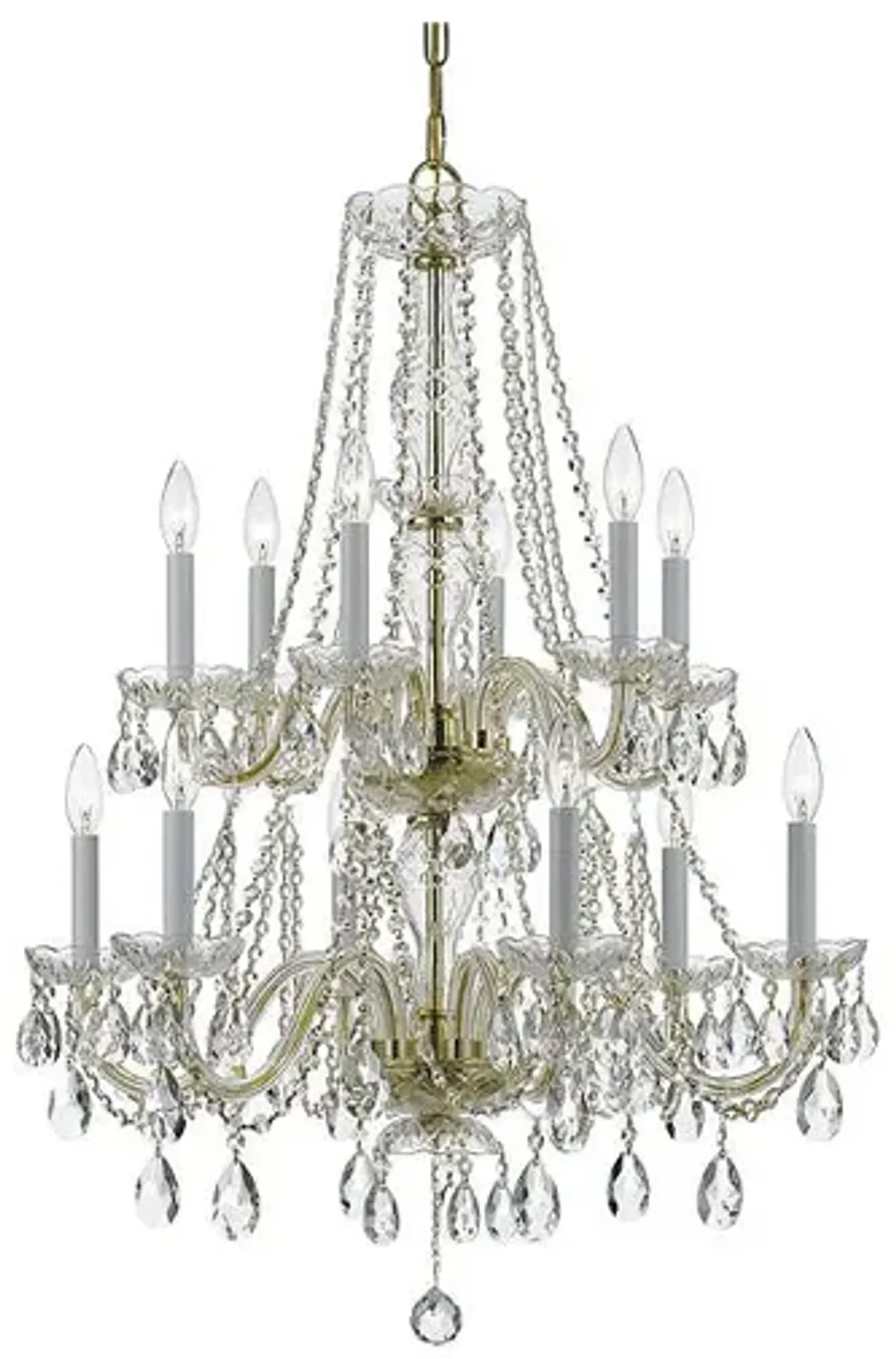 Traditional Crystal 26"W Polished Brass 12-Light Chandelier