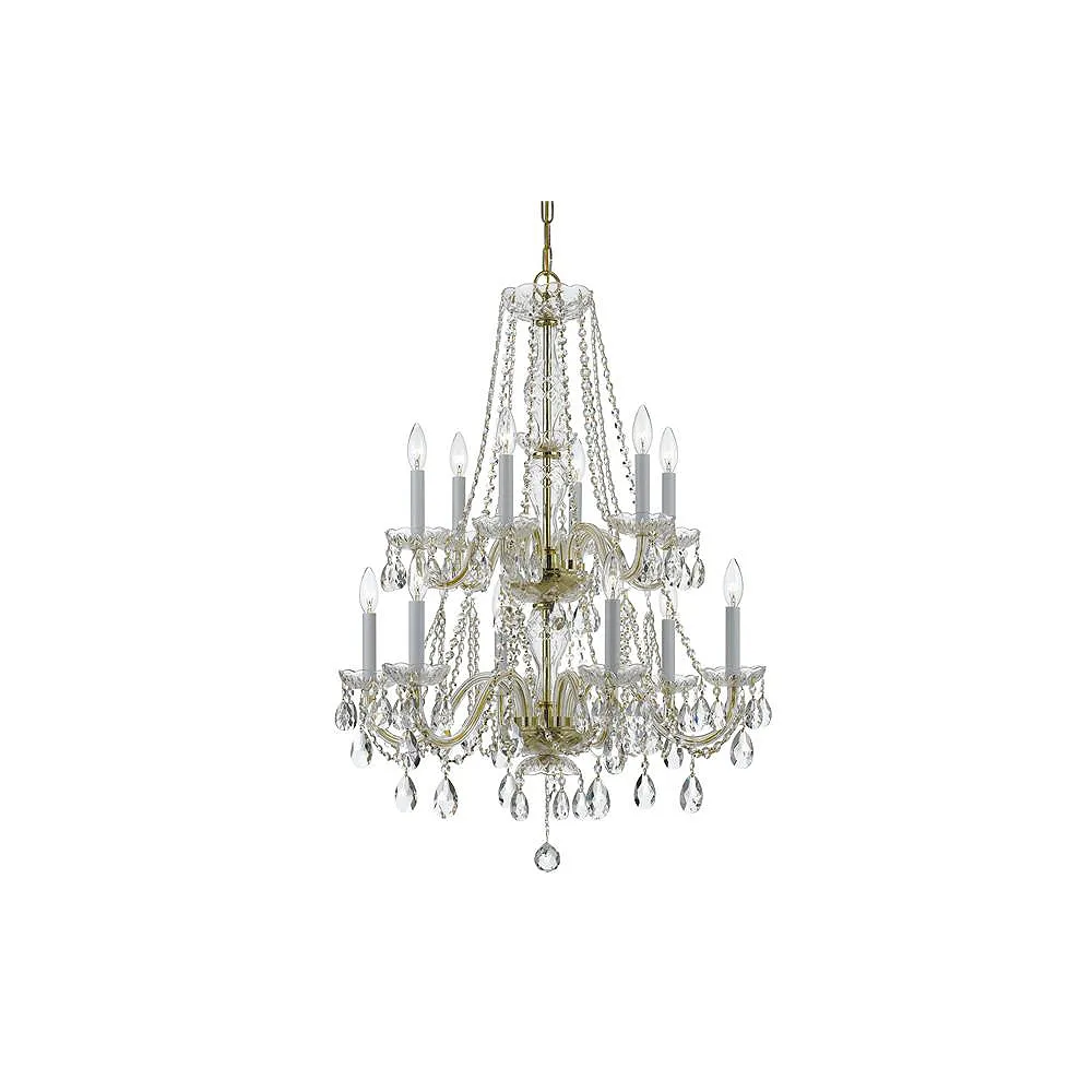 Traditional Crystal 26"W Polished Brass 12-Light Chandelier