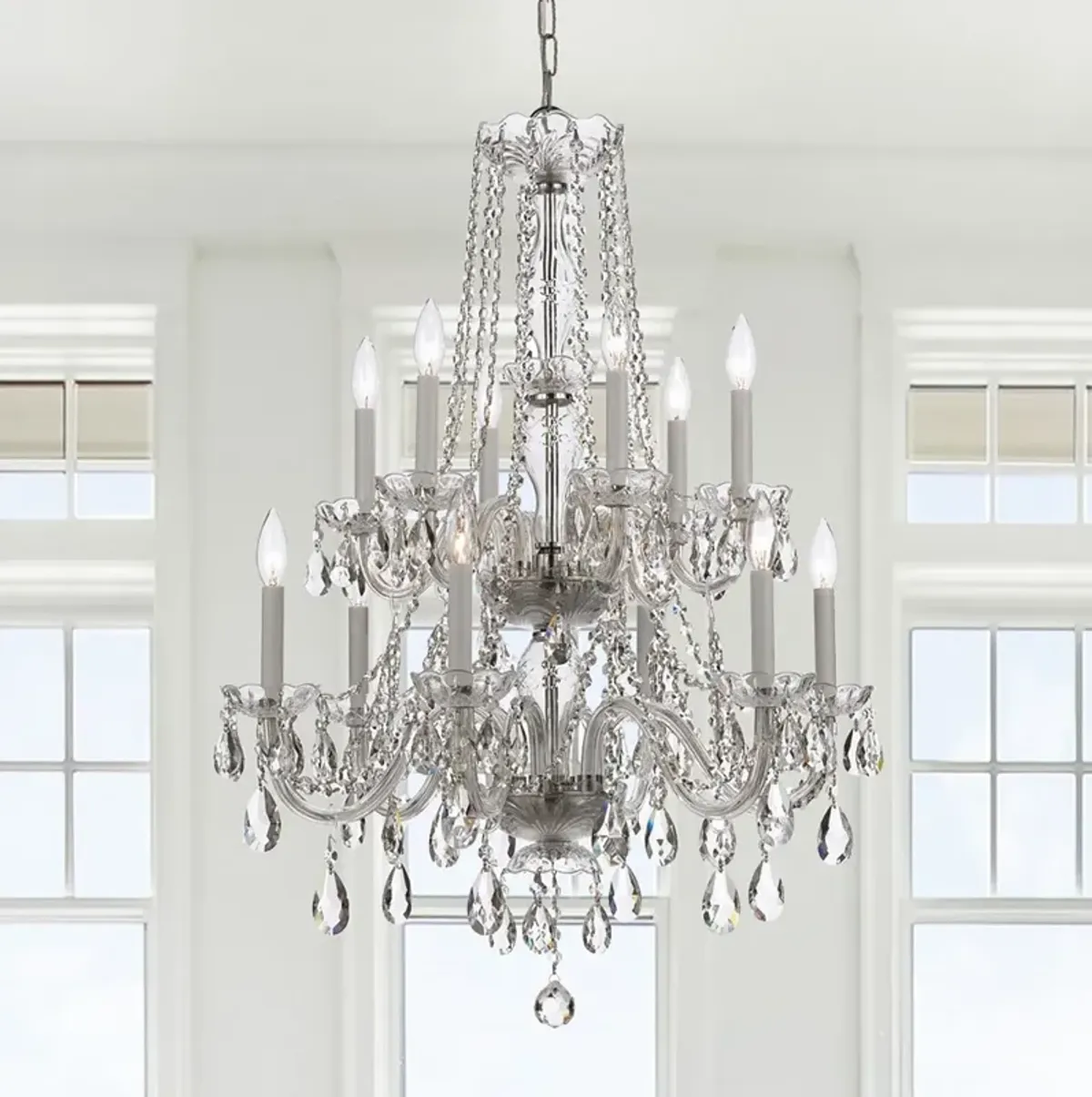 Traditional Crystal 26"W Polished Chrome 12-Light Chandelier