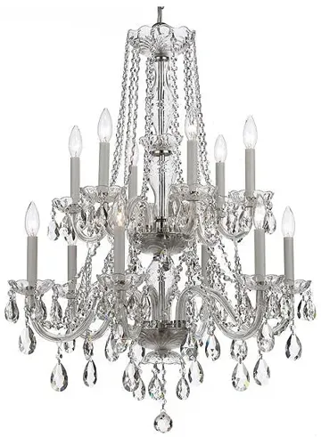 Traditional Crystal 26"W Polished Chrome 12-Light Chandelier