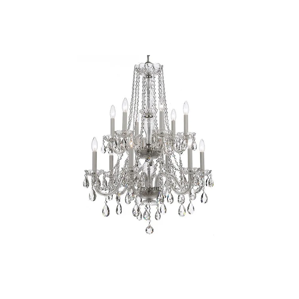 Traditional Crystal 26"W Polished Chrome 12-Light Chandelier