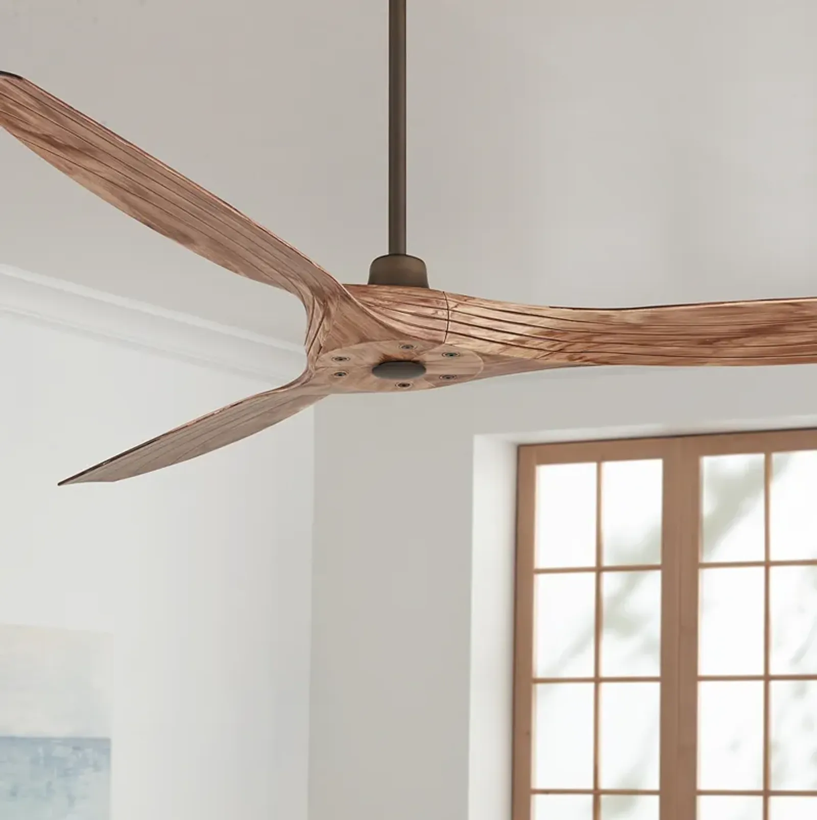 60" Casa Aireon Bronze and Wood Damp Rated Ceiling Fan with Remote