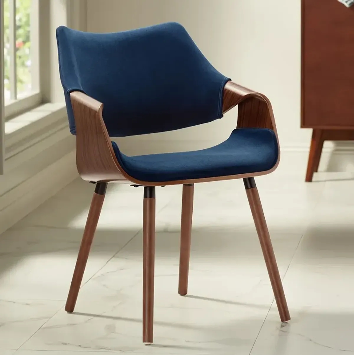 Westin Blue Fabric and Beech Wood Dining Chair