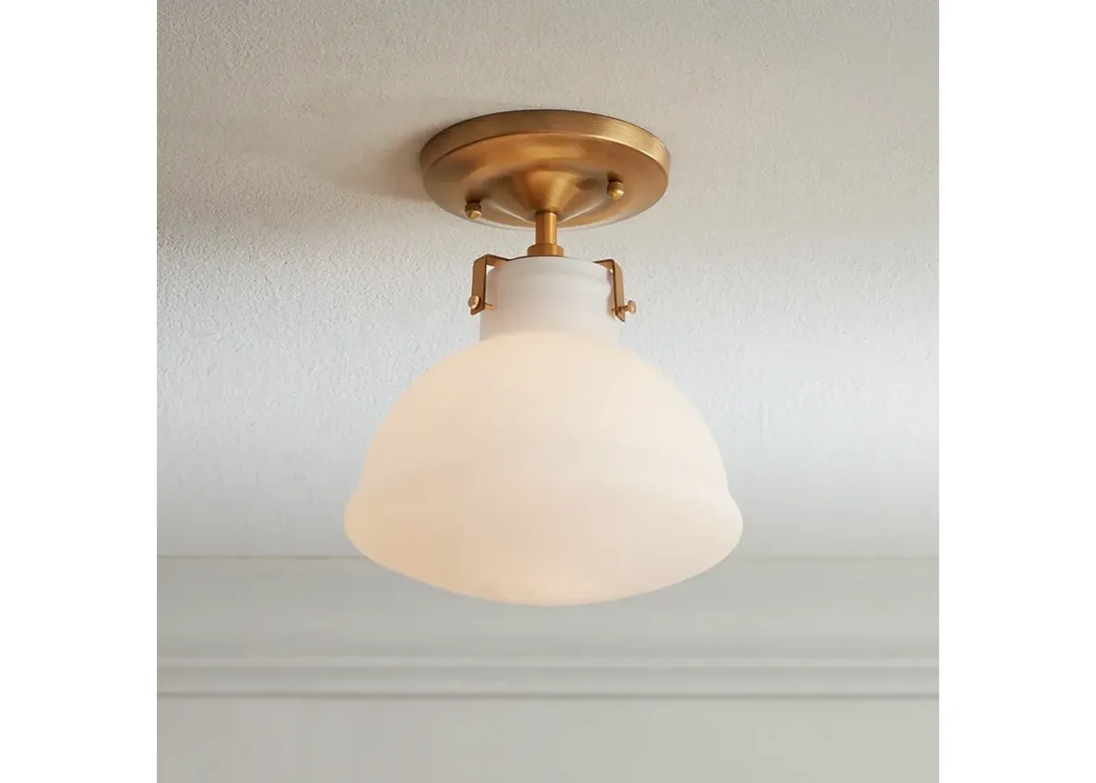 Possini Euro 10 1/4" Wide Gold and Opal Glass Ceiling Light