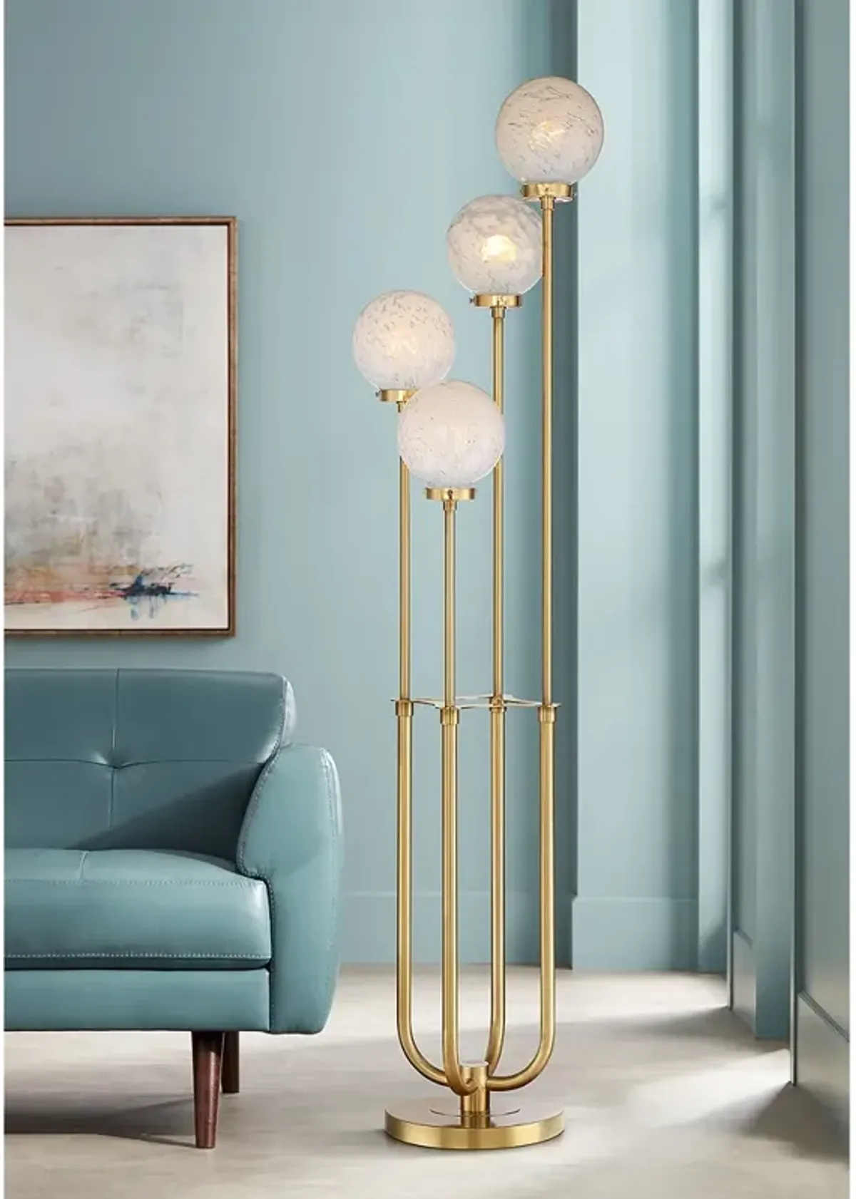 Possini Euro Candida 68 1/2" Glass and Warm Gold 4-Light Floor Lamp