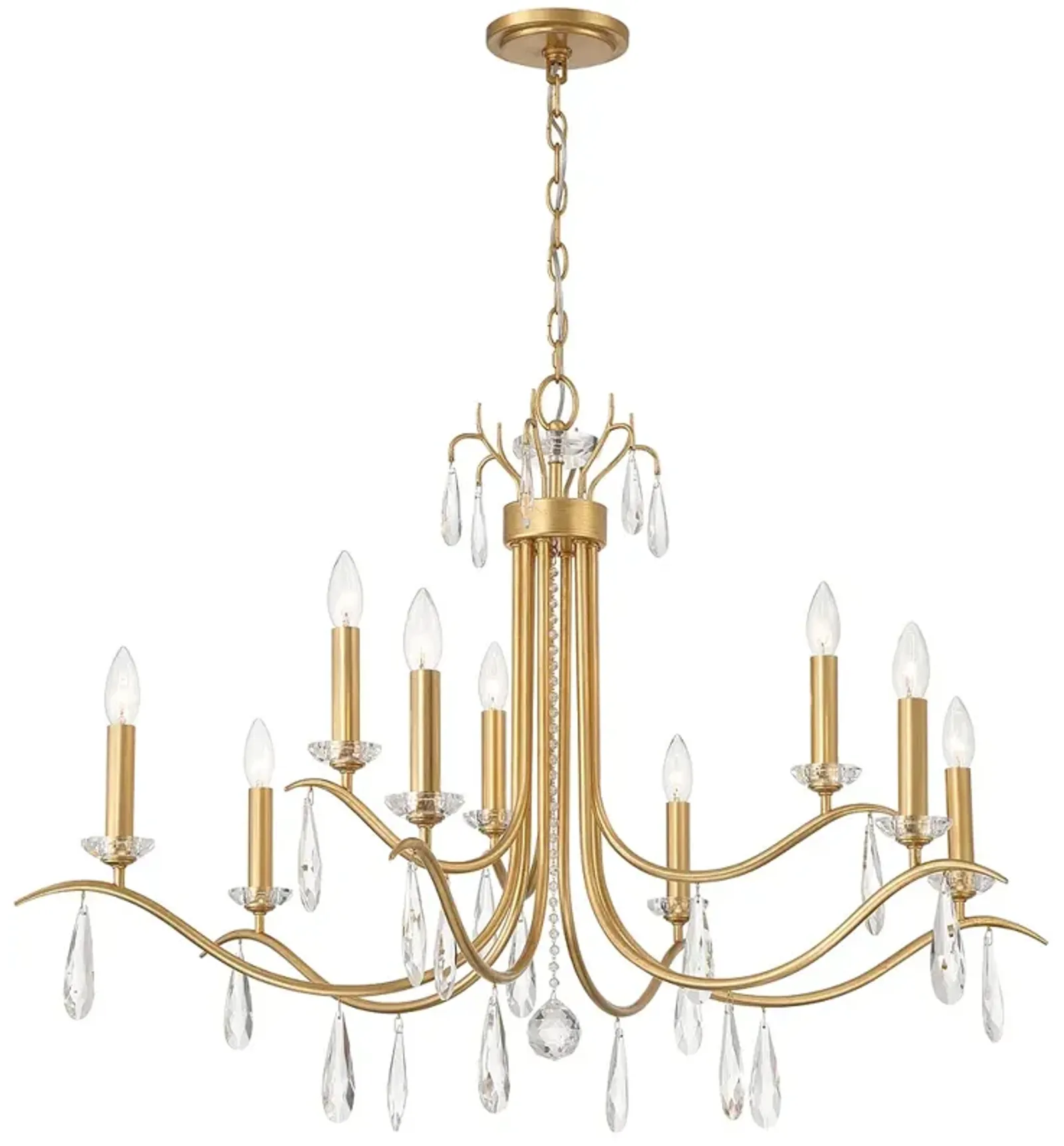 Rollins 9 Light Antique Gold Chandelier