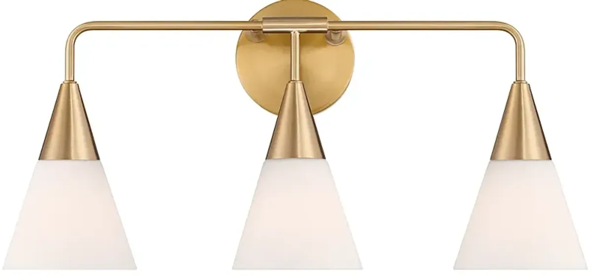 Possini Euro Amie 22" 3-Light Warm Brass and Opal Glass Bath Light