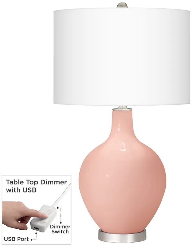 Rose Pink Ovo Table Lamp With Dimmer