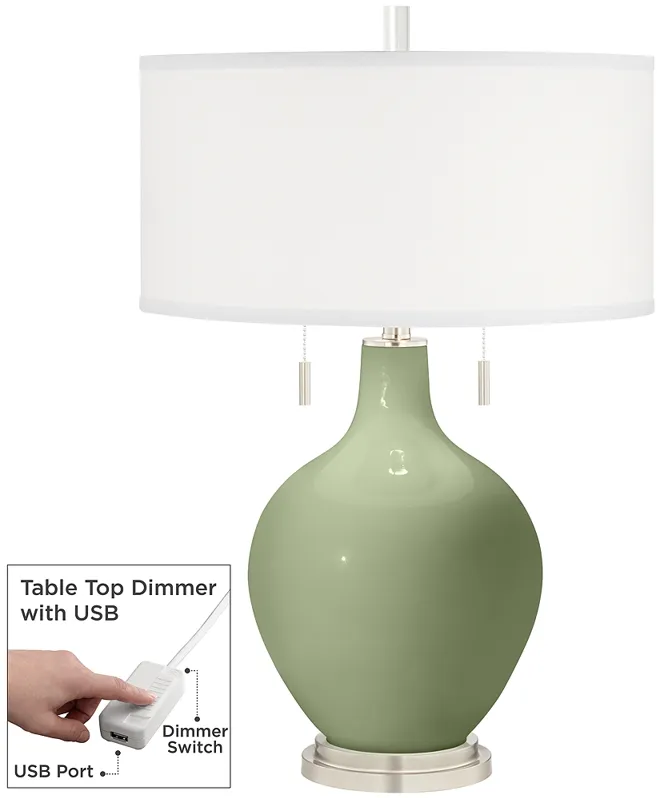 Majolica Green Toby Table Lamp with Dimmer