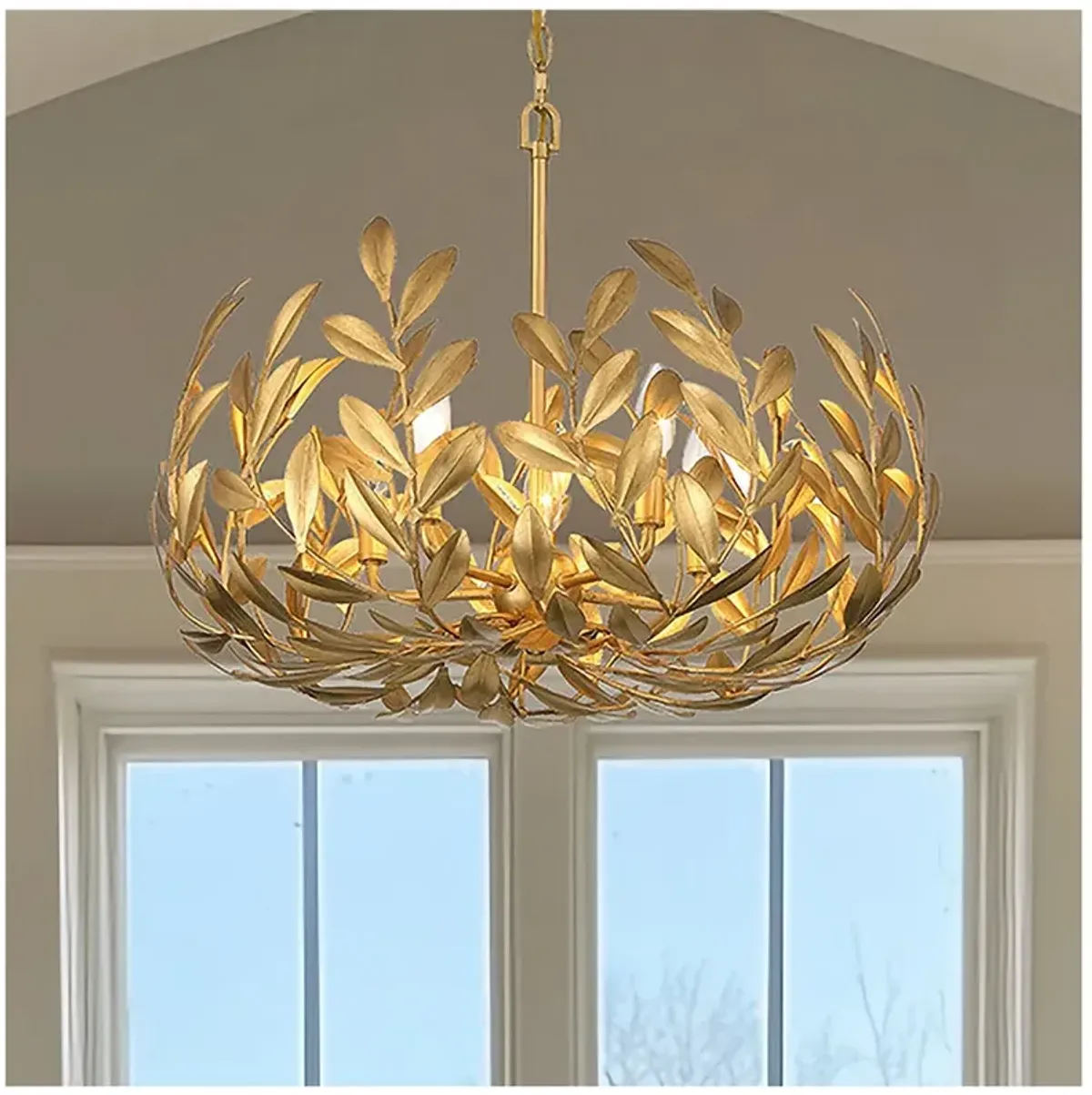 Crystorama Broche 23" Wide Antique Gold 5-Light Chandelier
