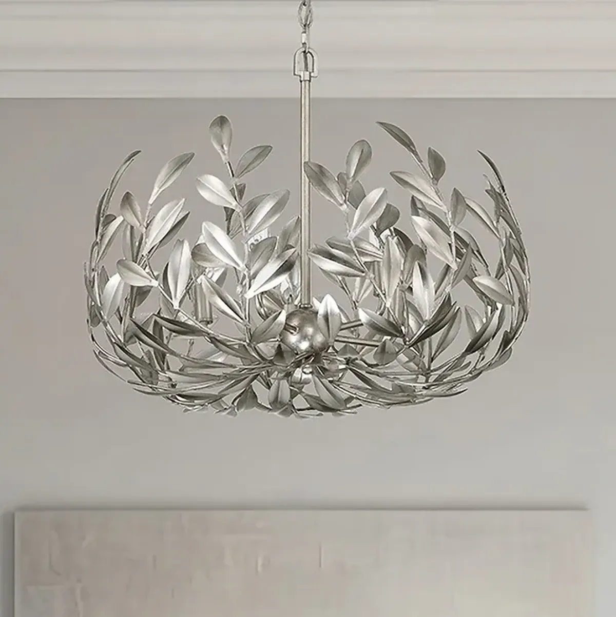 Crystorama Broche 23" Wide Antique Silver 5-Light Chandelier