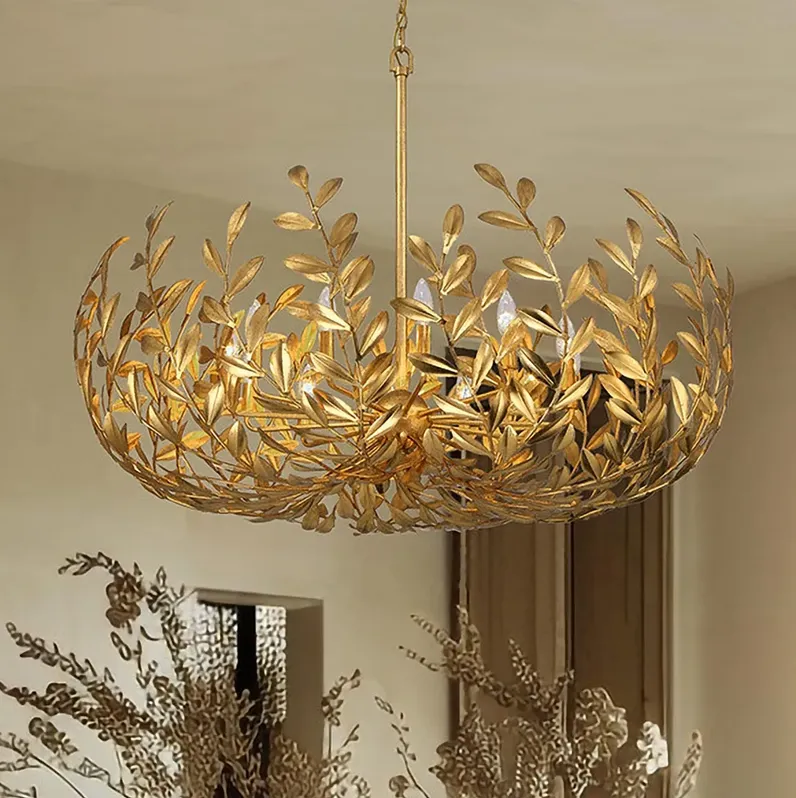 Broche 12 Light Antique Gold Chandelier