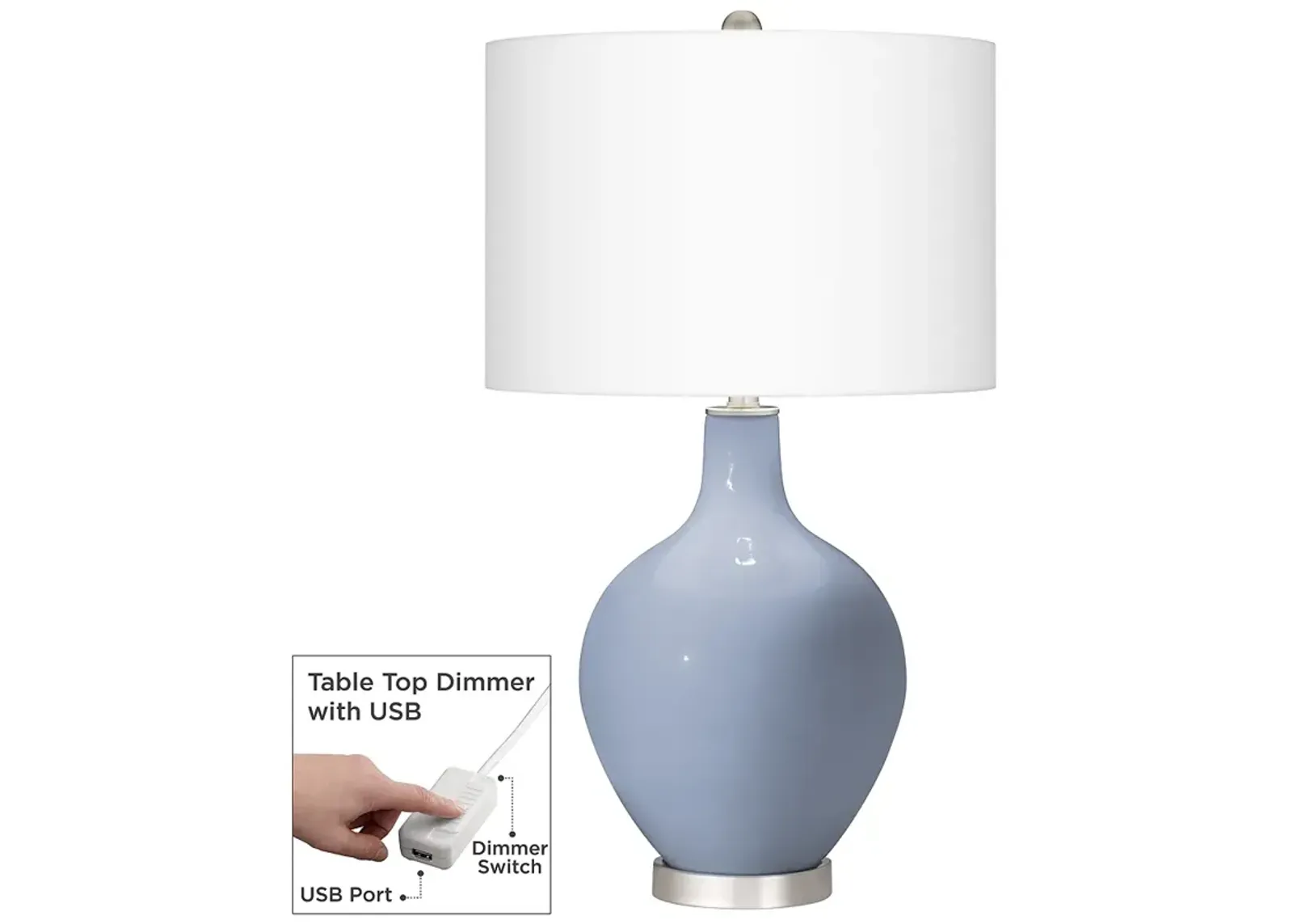 Color Plus Ovo 28 1/2" High Blue Sky Glass Table Lamp With Dimmer