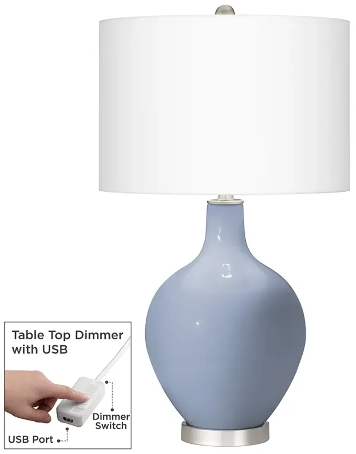 Color Plus Ovo 28 1/2" High Blue Sky Glass Table Lamp With Dimmer