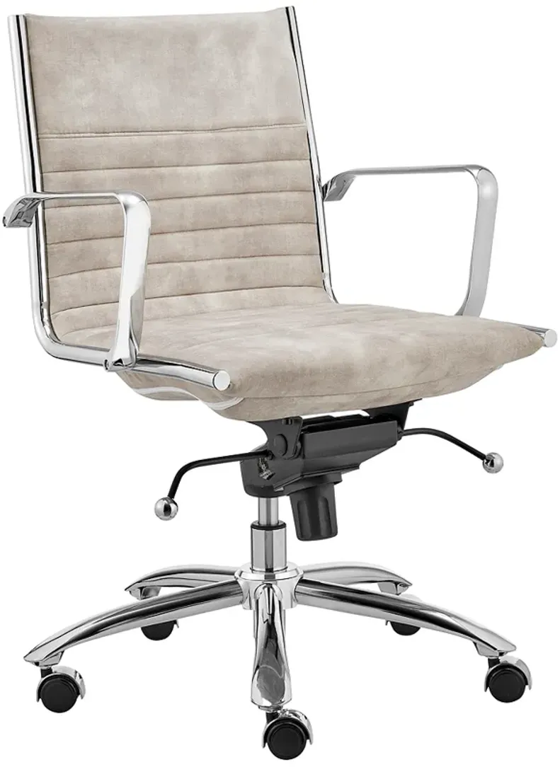 Dirk Beige Velvet Fabric Adjustable Swivel Office Chair