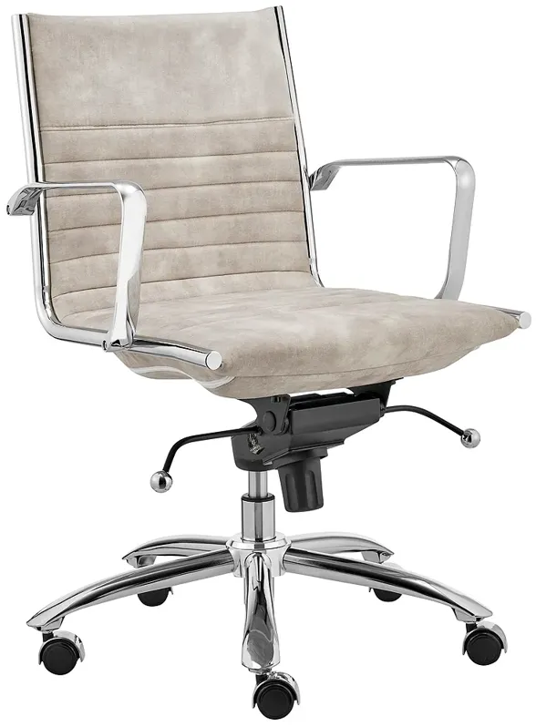 Dirk Beige Velvet Fabric Adjustable Swivel Office Chair