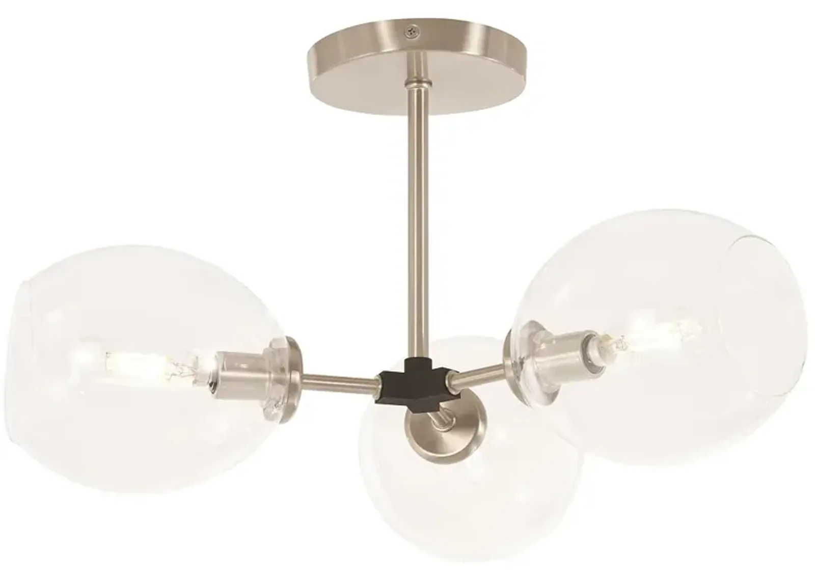 George Kovacs Nexpo 3-Light Brushed Nickel and Black Accent Semi Flush